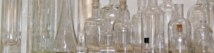 glass bottles in different shapes and sizes